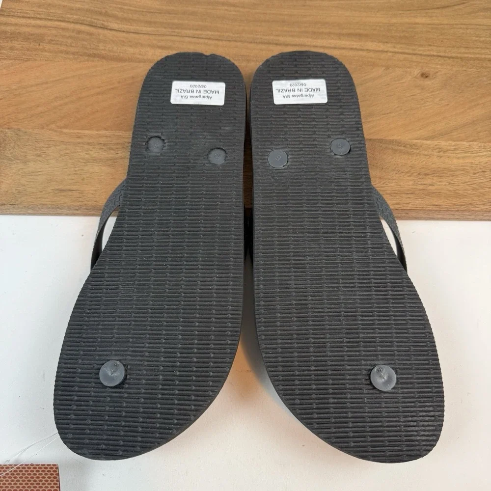 New Mens Havaianas‎ Black Beach Flip Flop Thong Sandals Shoes Size 13